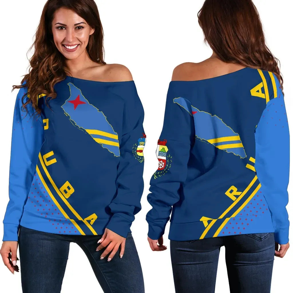 Aruba Map Generation Ii Off Shoulder Sweater