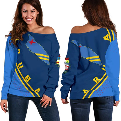 Aruba Map Generation Ii Off Shoulder Sweater