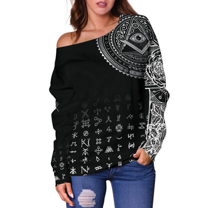 Freemasonry Tattoo Women's Off Shoulder Sweater