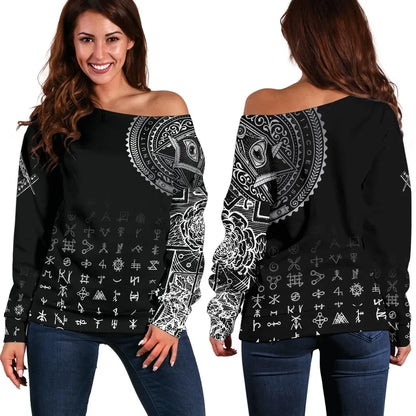 Freemasonry Tattoo Women's Off Shoulder Sweater
