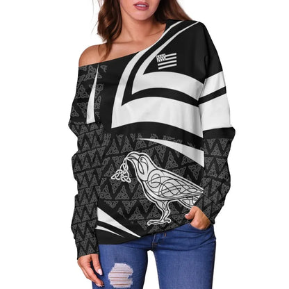 Brittany Celtic Women's Off Shoulder Sweater Legend of Brittany Color