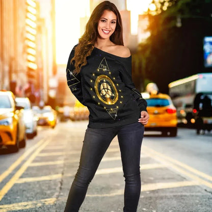 Celtic Women's Off Shoulder Sweat Celtic Wiccan Fire Earth Water Air