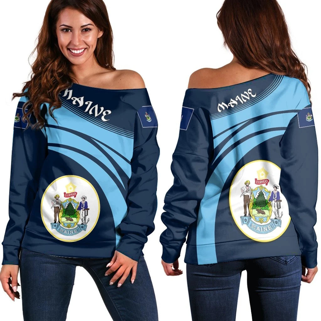 Maine Coat Of Arms Shoulder Sweater Cricket