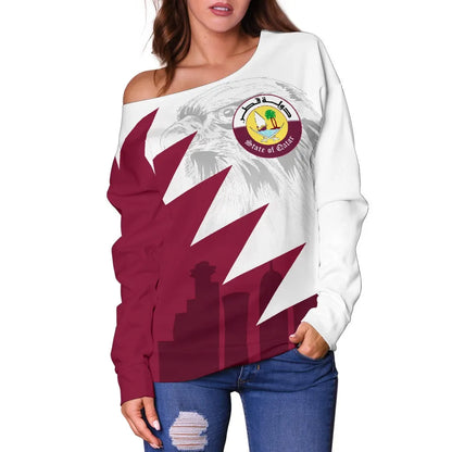 Qatar Off Shoulder Sweater Falcon