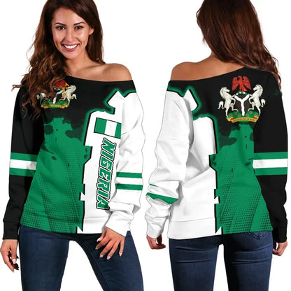 Nigeria Women's Off Shoulder Sweater Independence Day