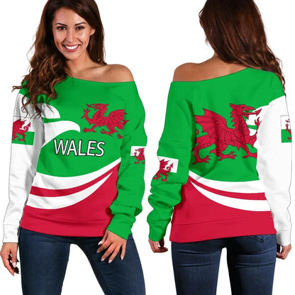 Wales Women Off Shoulder Sweater Proud Version