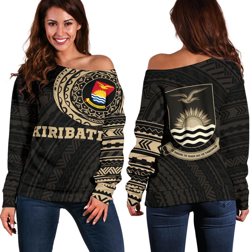 Kiribati In My Heart Micronesia Tattoo Style Off Shoulder Sweater