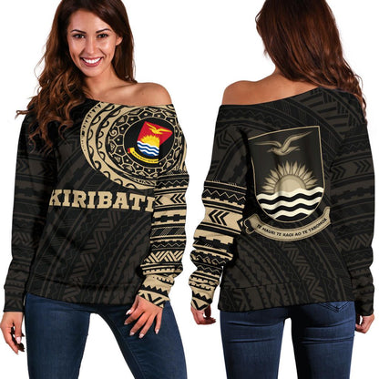 Kiribati In My Heart Micronesia Tattoo Style Off Shoulder Sweater