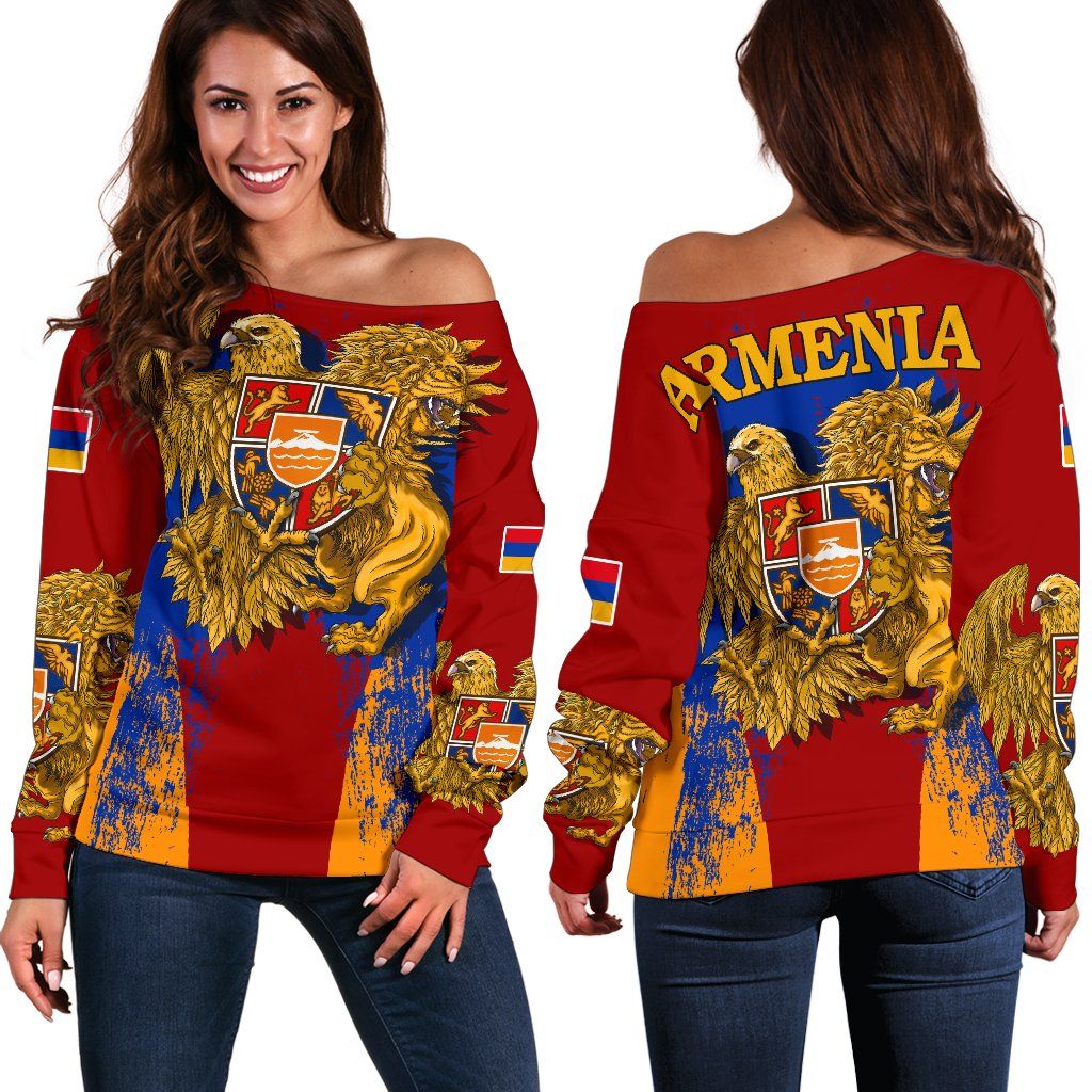Armenia Special Coat of Arms Women's Off Shoulder Sweater