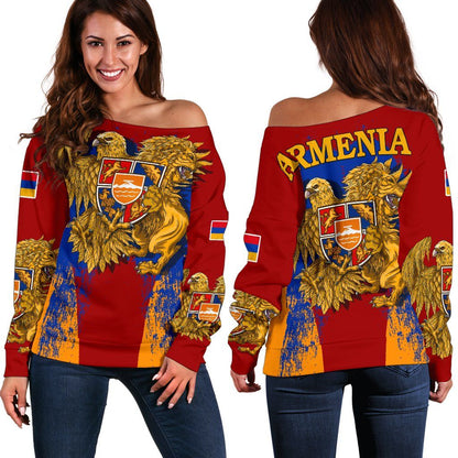 Armenia Special Coat of Arms Women's Off Shoulder Sweater
