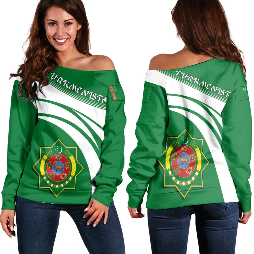 Turkmenistan Coat Of Arms Shoulder Sweater Cricket