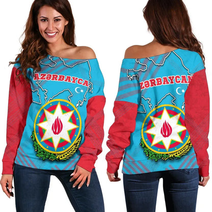 Azerbaijan Off Shoulder Sweater Special Map