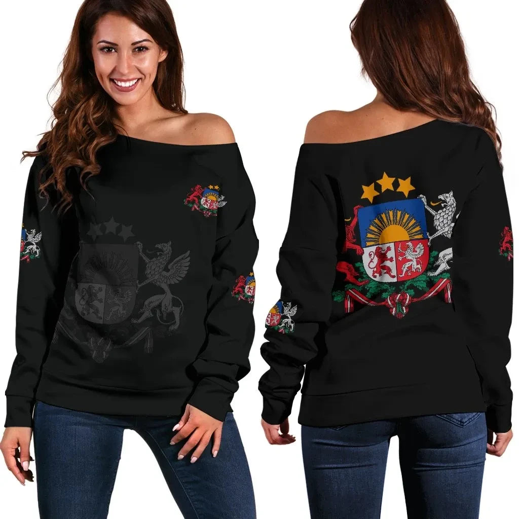 Latvia Women's Off Shoulder Sweater