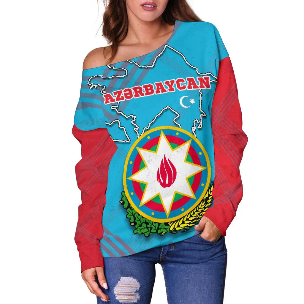 Azerbaijan Off Shoulder Sweater Special Map