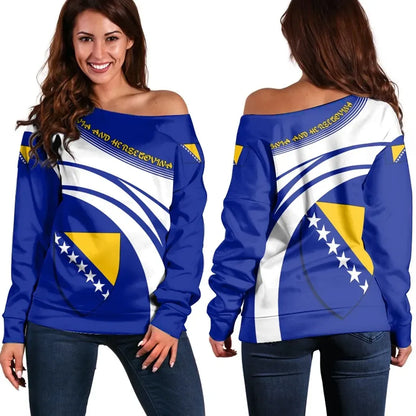 Bosnia and Herzegovina Coat Of Arms Shoulder Sweater Cricket