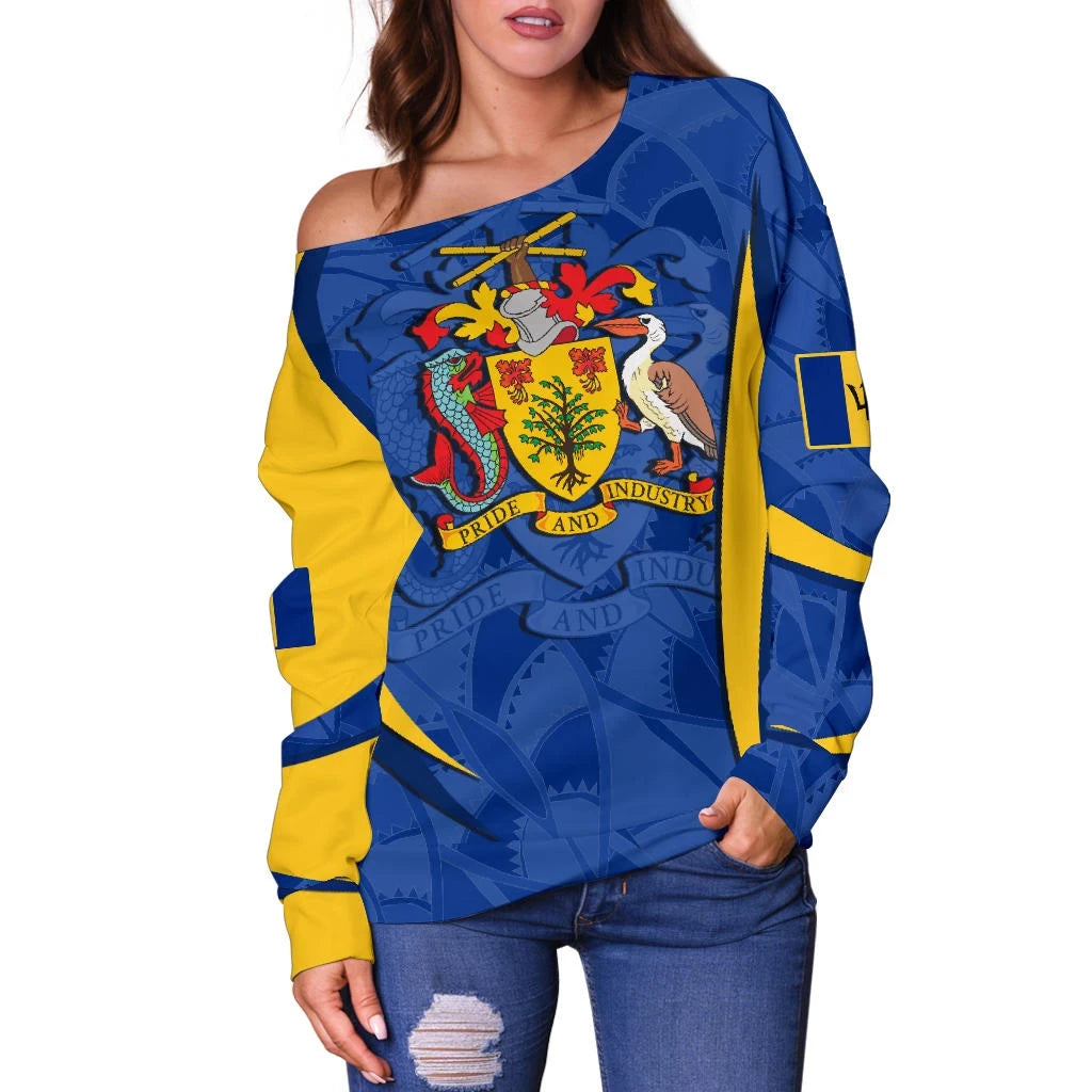 Barbabos Off Shoulder Sweater Barbadian Spirit Blue