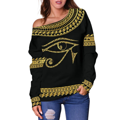 African Women's Off Shoulder Sweater Africa Horus Egypt