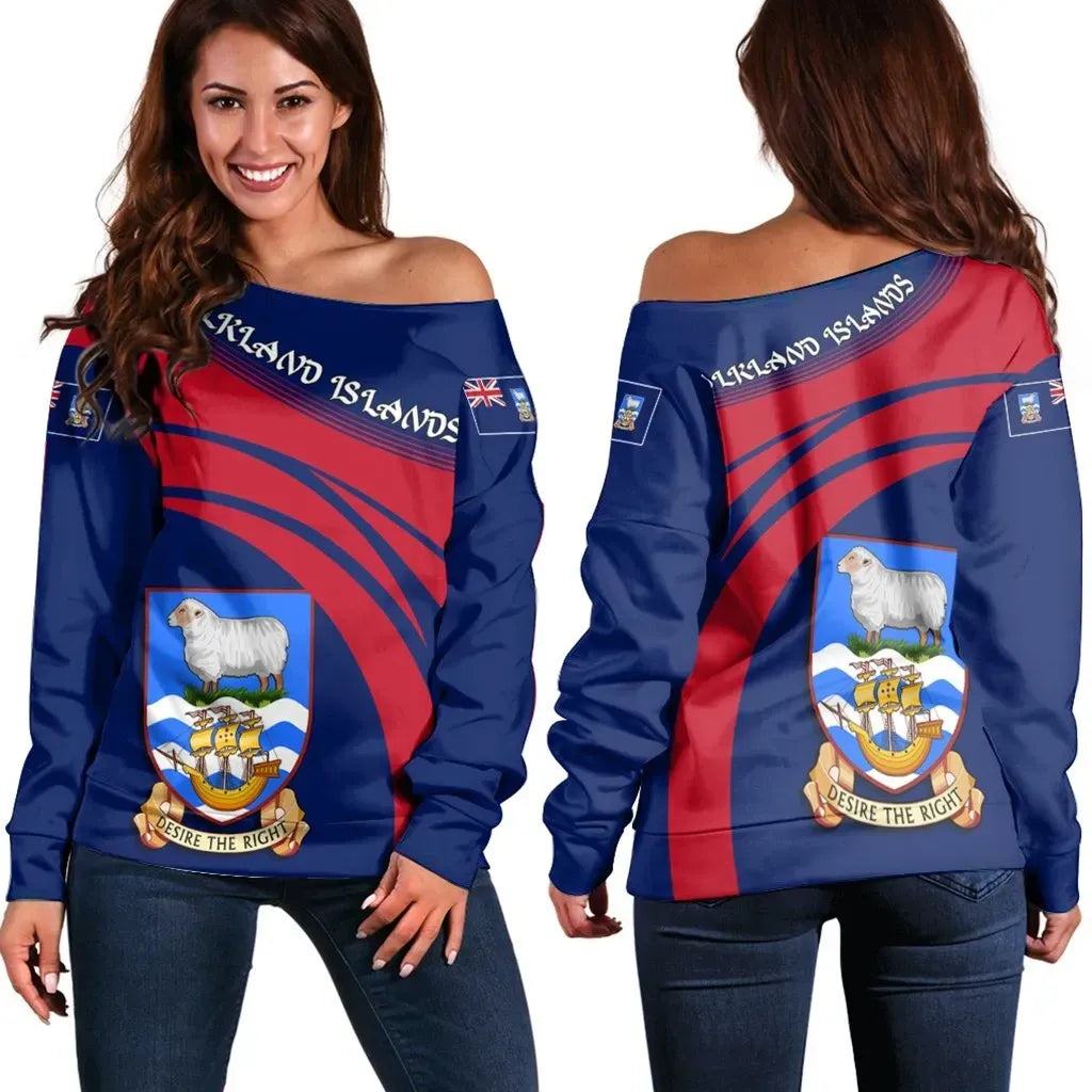 Falkland Islands Coat Of Arms Shoulder Sweater Cricket