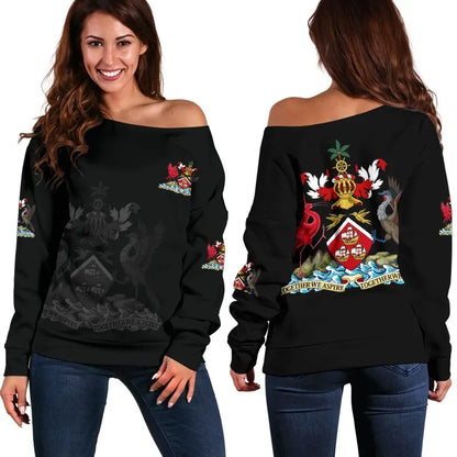 Trinidad and Tobago Women's Off Shoulder Sweater