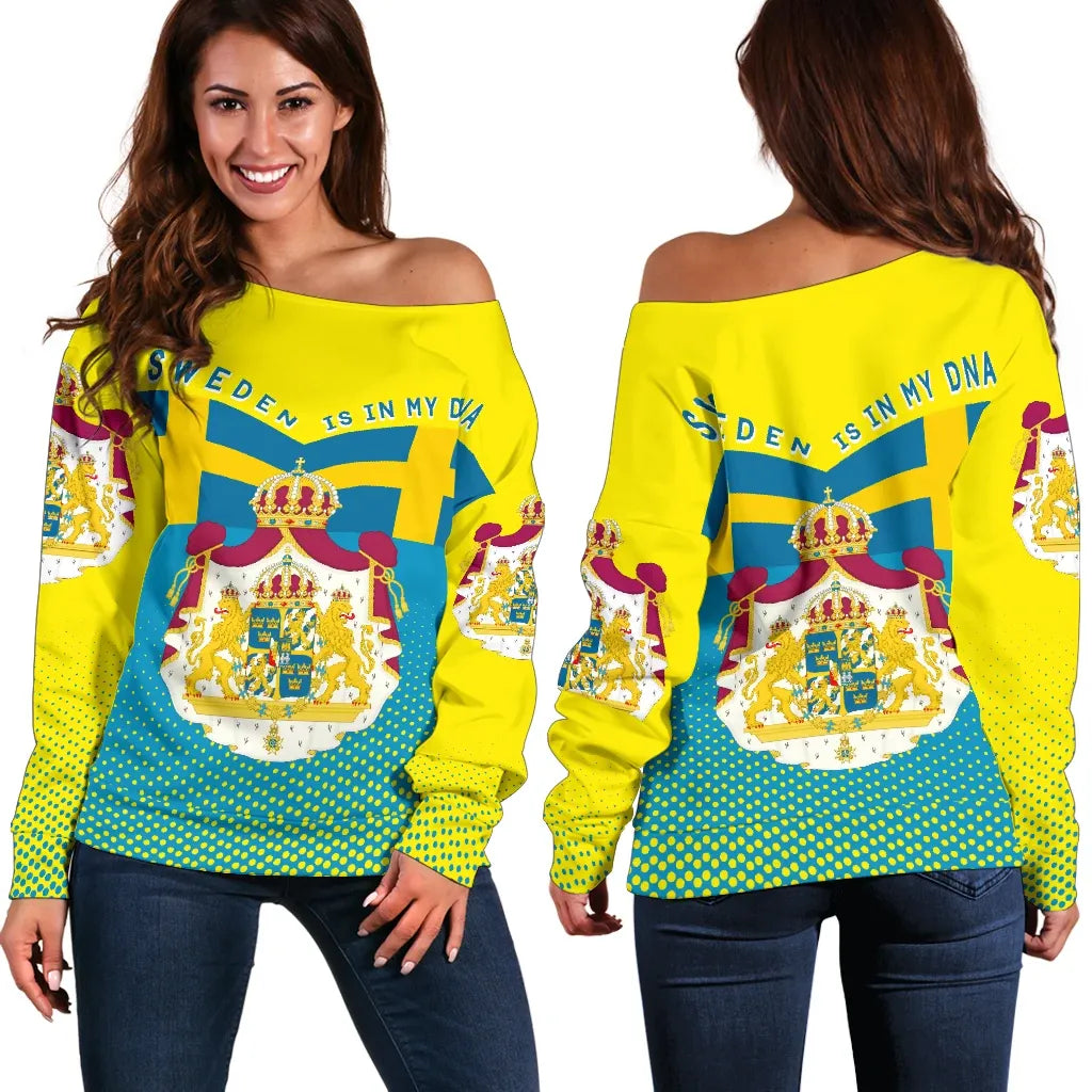 Sweden Victory Off Shoulder Sweater