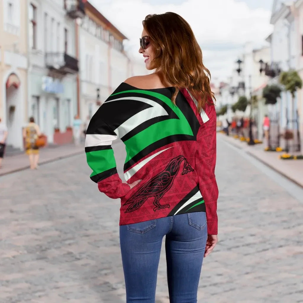Wales Celtic Off Shoulder Sweater Legend of Wales Color