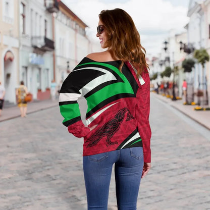 Wales Celtic Off Shoulder Sweater Legend of Wales Color