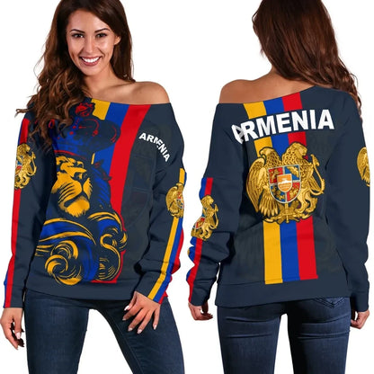 Armenia Lion Women's Off Shoulder Sweater Bn10