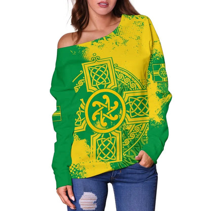 Celtic Women's Off Shoulder Sweater Pan,Celticism