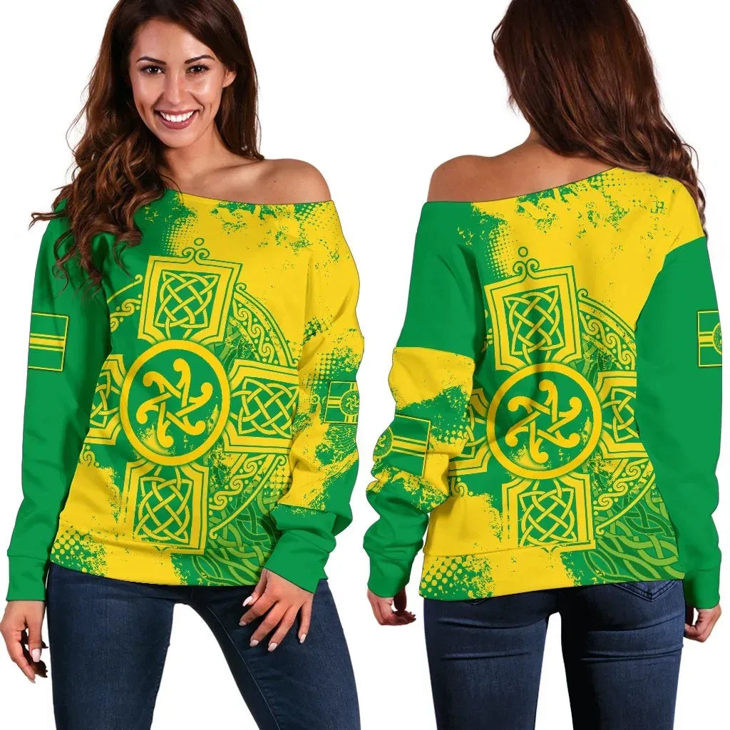 Celtic Women's Off Shoulder Sweater Pan,Celticism