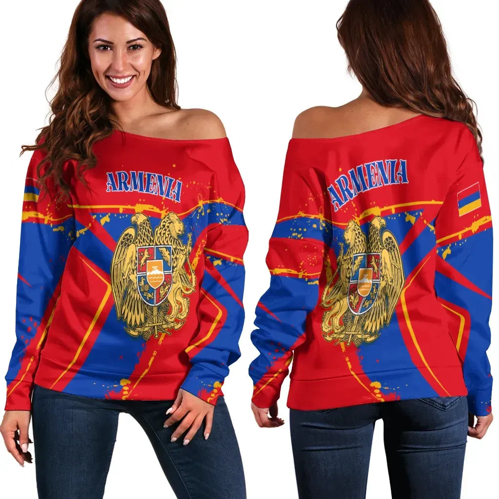 Armenia Women's Off Shoulder Sweater The Pride of Armenia