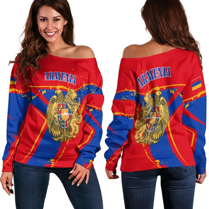 Armenia Women's Off Shoulder Sweater The Pride of Armenia
