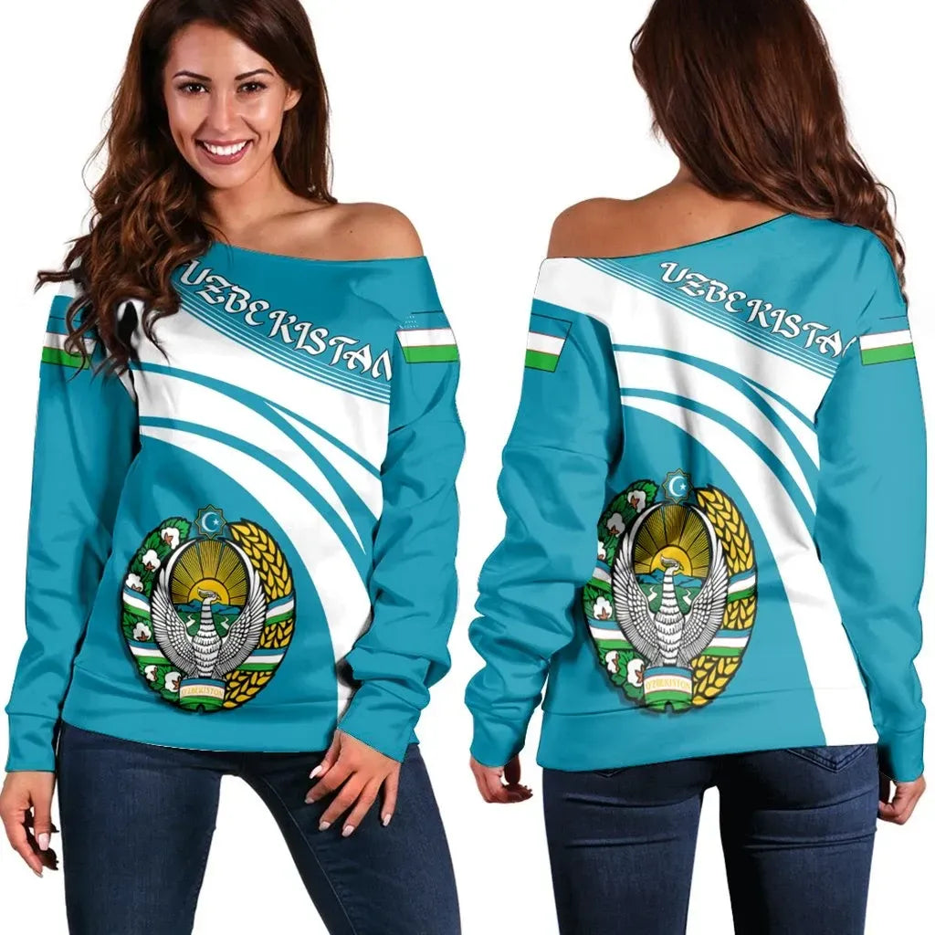 Uzbekistan Coat Of Arms Shoulder Sweater Cricket