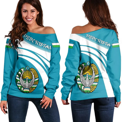 Uzbekistan Coat Of Arms Shoulder Sweater Cricket