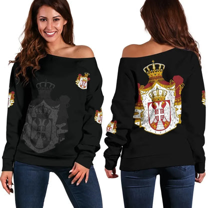 Serbia Women's Off Shoulder Sweater