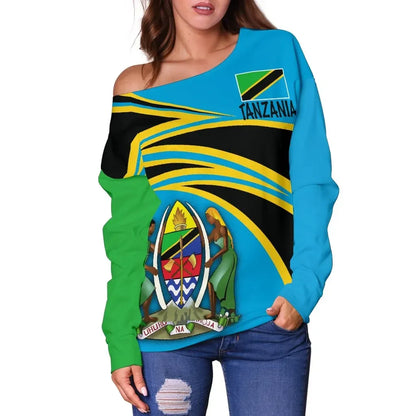 Tanzania N Flag Off Shoulder Sweater