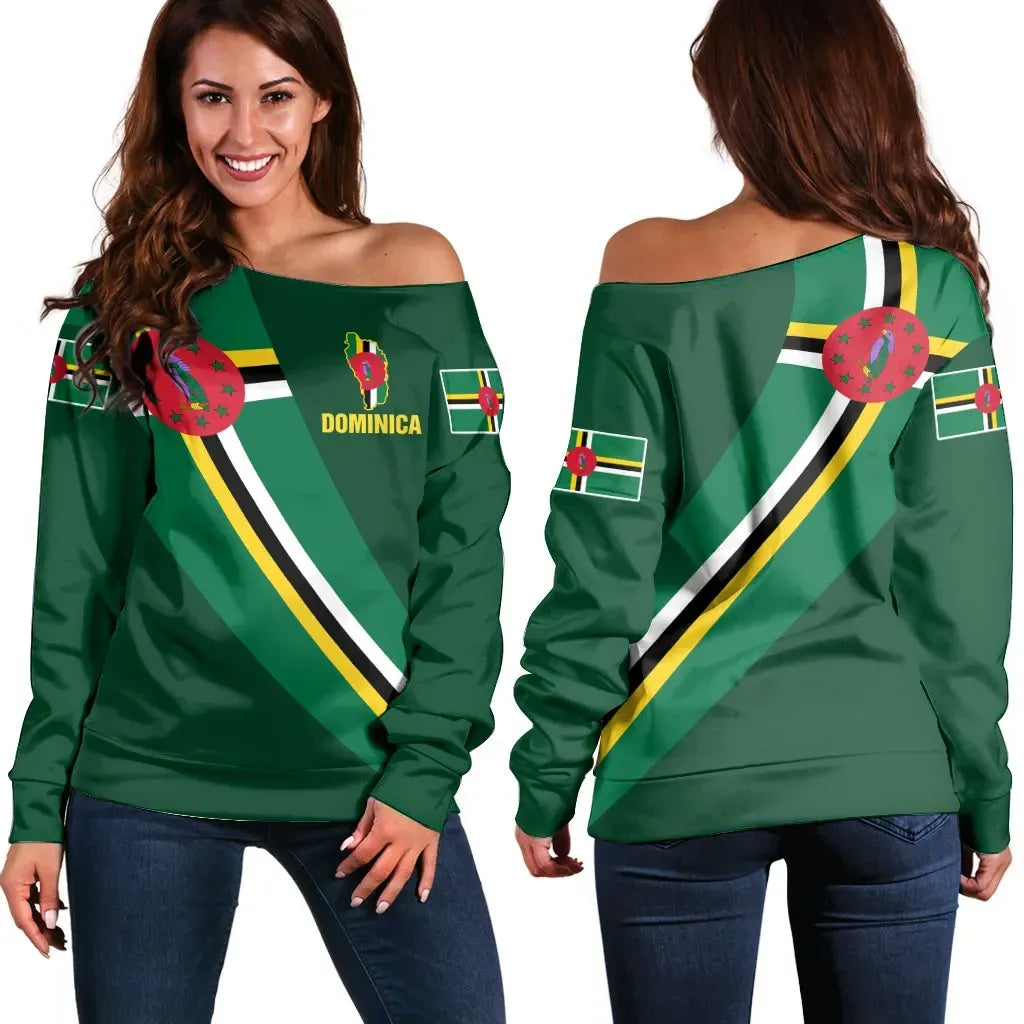 Dominica Off Shoulder Sweater Special Flag