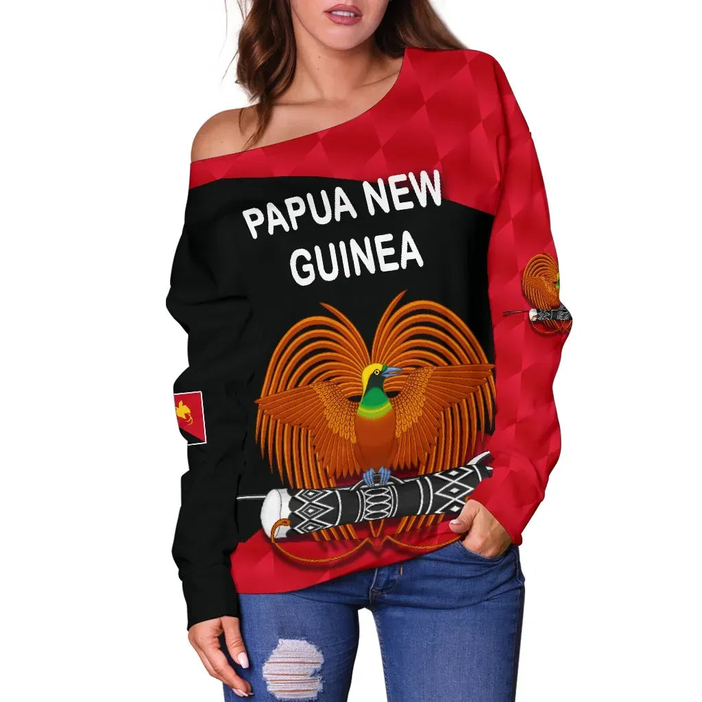 Papua New Guinea Women Off Shoulder Sweater Sporty Style