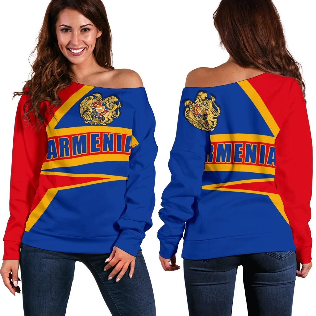 Armenia Women's Off Shoulder Sweater Armenia Pride