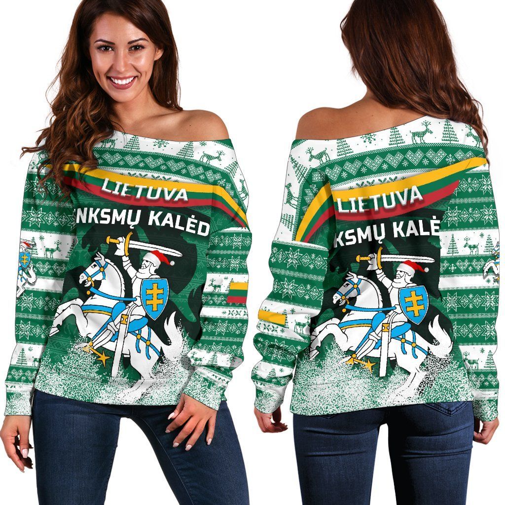 Lithuania Christmas Women Off Shoulder Sweater Simple Vibes Version