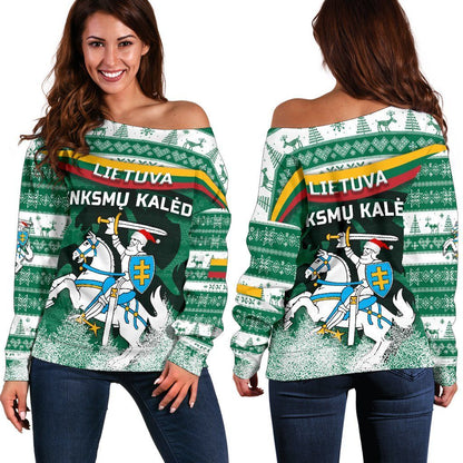 Lithuania Christmas Women Off Shoulder Sweater Simple Vibes Version