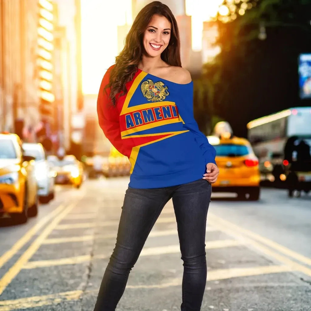 Armenia Women's Off Shoulder Sweater Armenia Pride