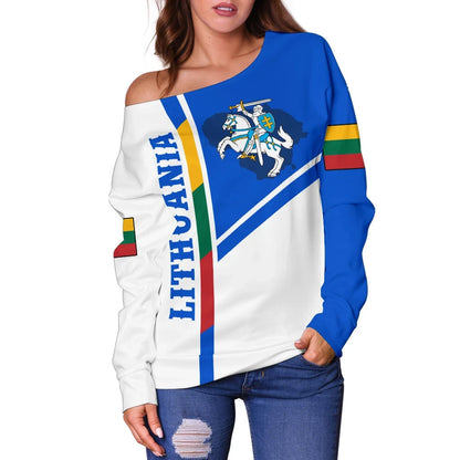 Lithuania Women's Off Shoulder Sweater Vytis Lietuva