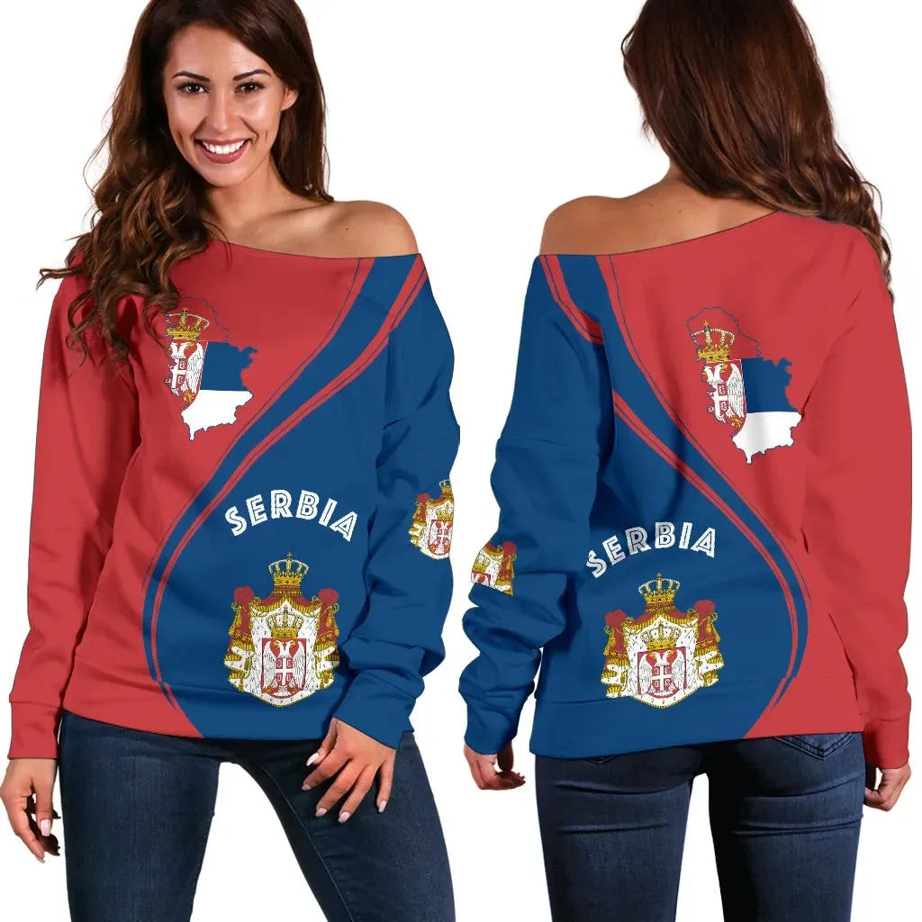 Serbia Women's Off Shoulder Sweater Generation