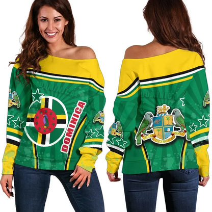 Dominica Off Shoulder Sweater Circle Stripes Flag Version