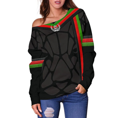 Off Shoulder Sweaters Afghanistan Coat Of Arm and Flag