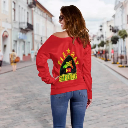 Tigray Off Shoulder Sweater Strong Red