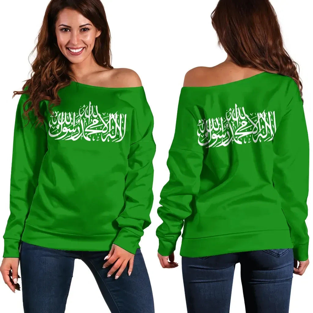 Hamas Flag Off Shoulder Sweater