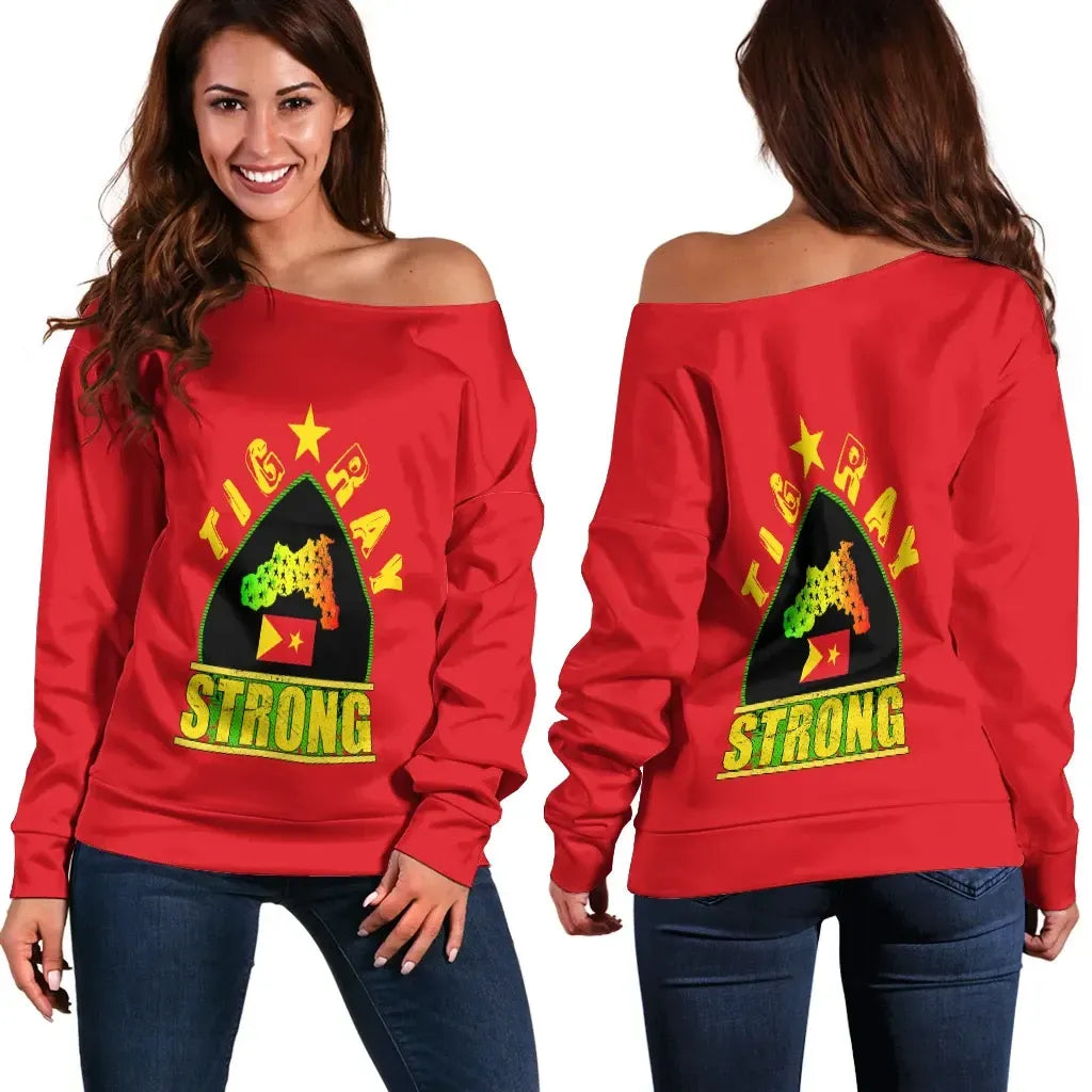 Tigray Off Shoulder Sweater Strong Red