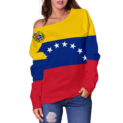 Venezuela Off Shoulder Sweater Flag