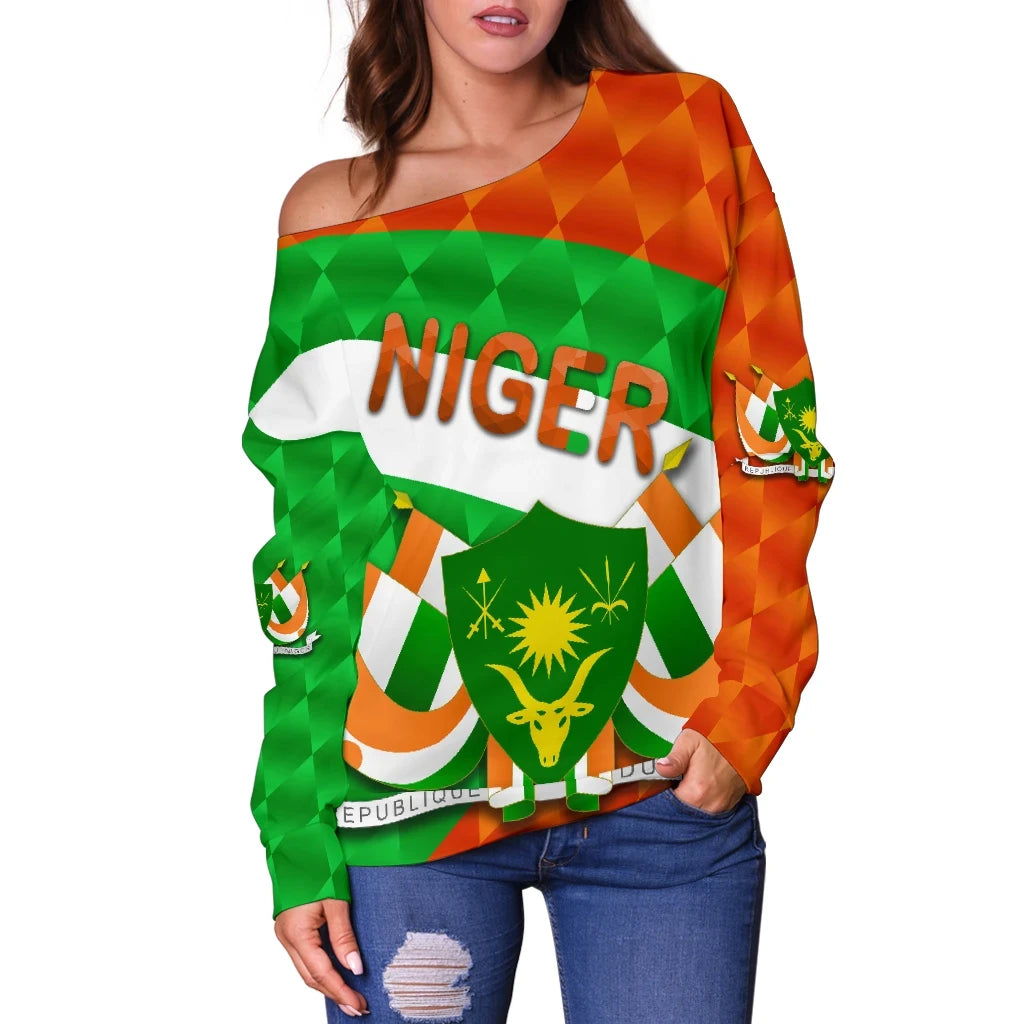 Niger Women Off Shoulder Sweater Sporty Style